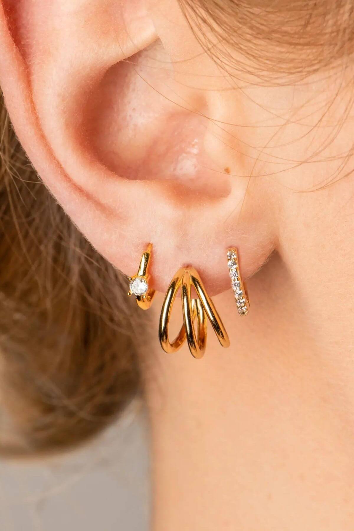 Women's triple semi hoop earrings | Kariella