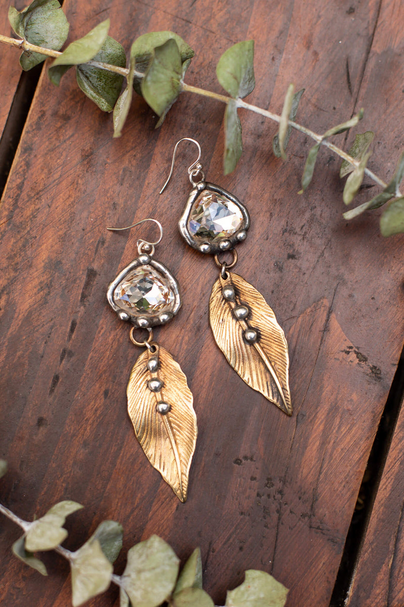 mikal winn crystal leaf earrings