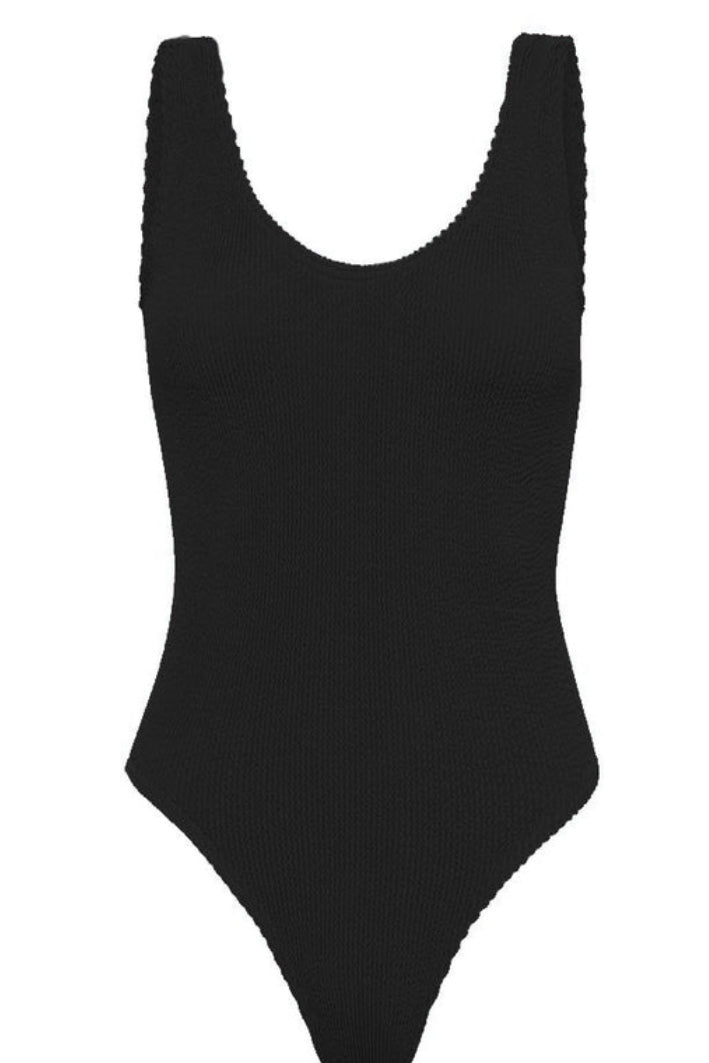 eco black recycled one piece swimwear