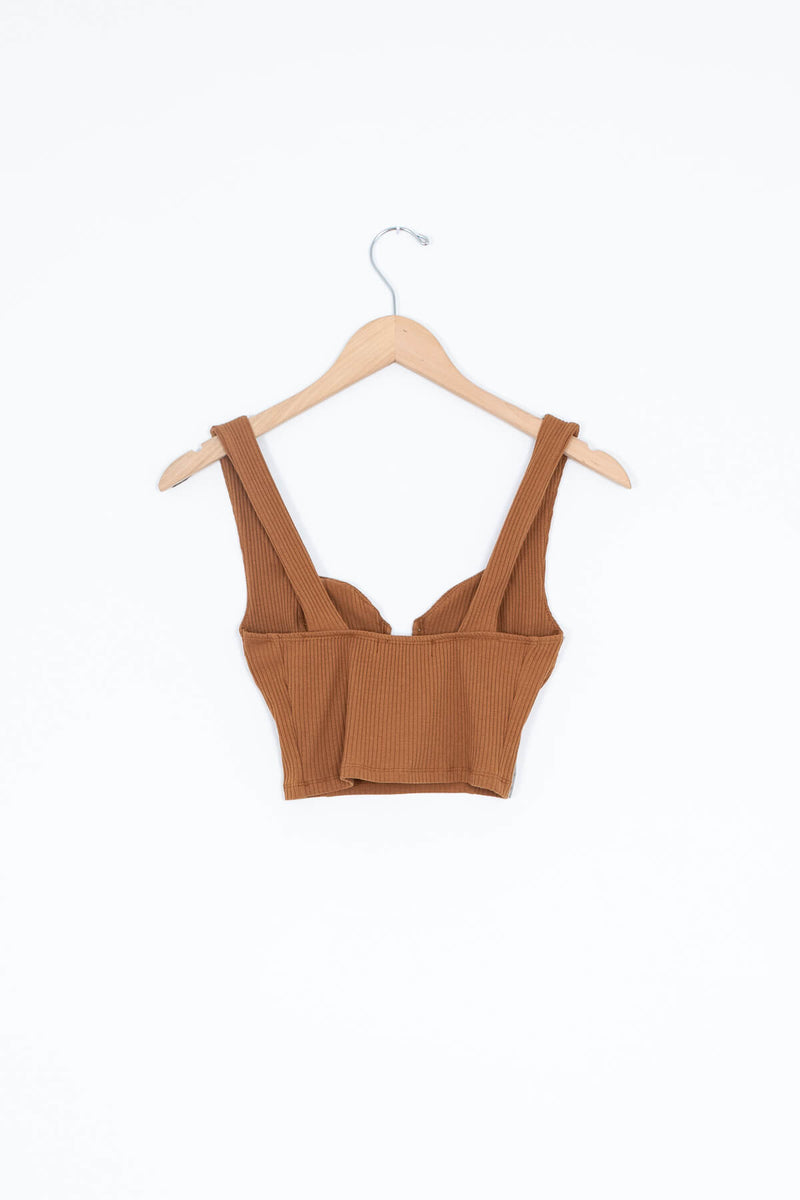 Women's brown cropped tank top | Kariella