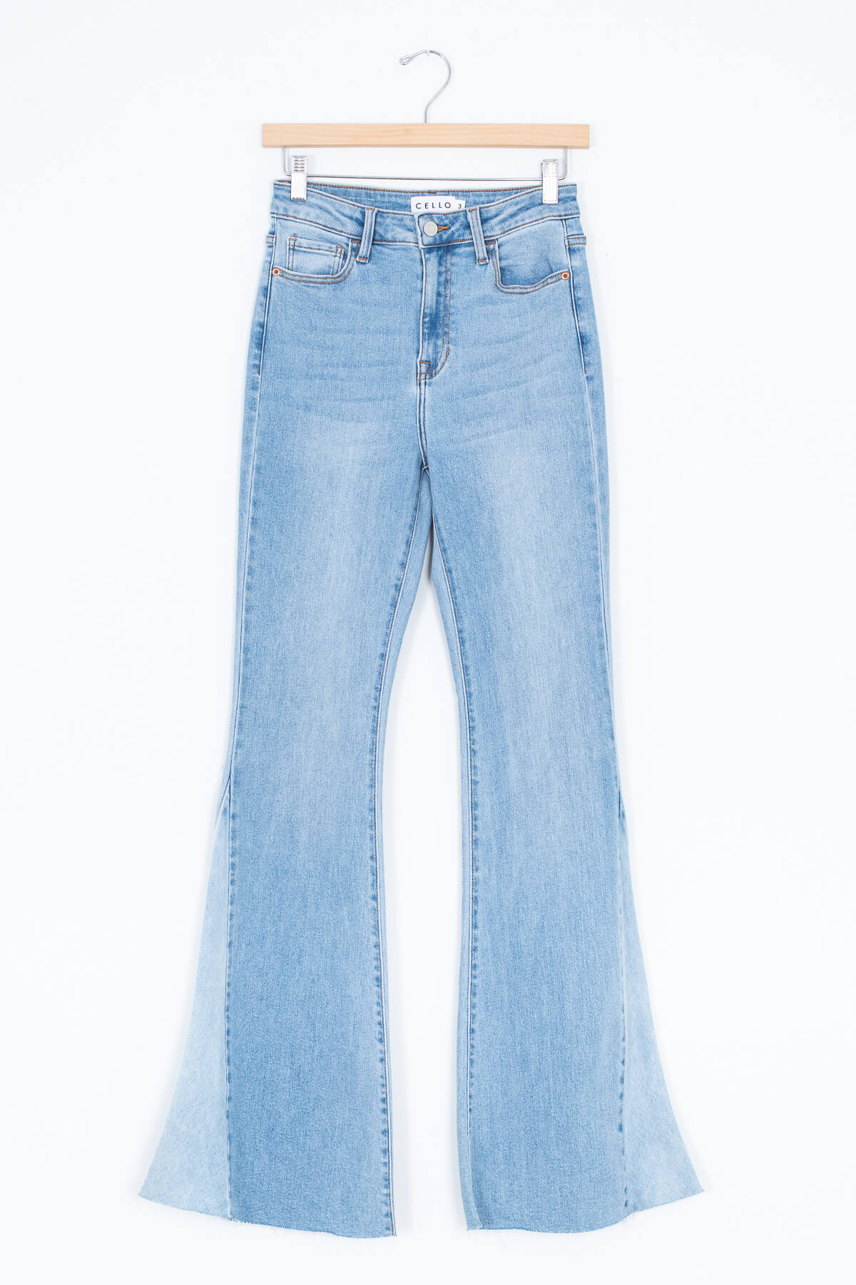 Women's bohemian bellbottom light blue jeans | Kariella