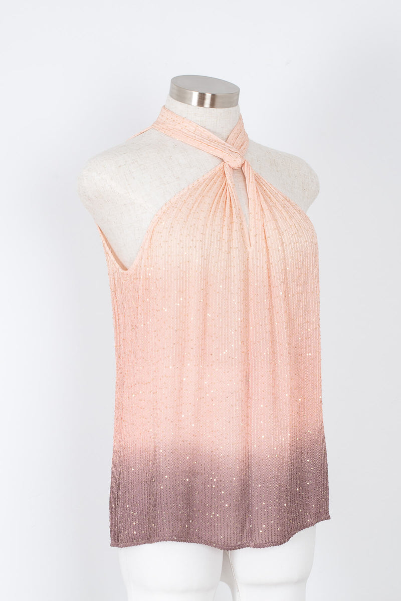 Pink and purple ombre sequin halter top | Kariella