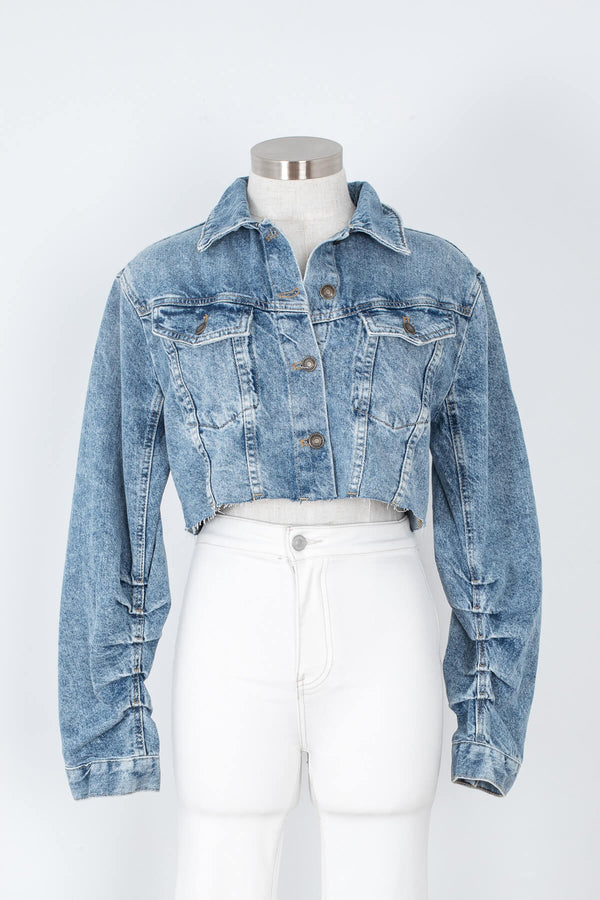 Women's crop blue jean jacket | Kariella
