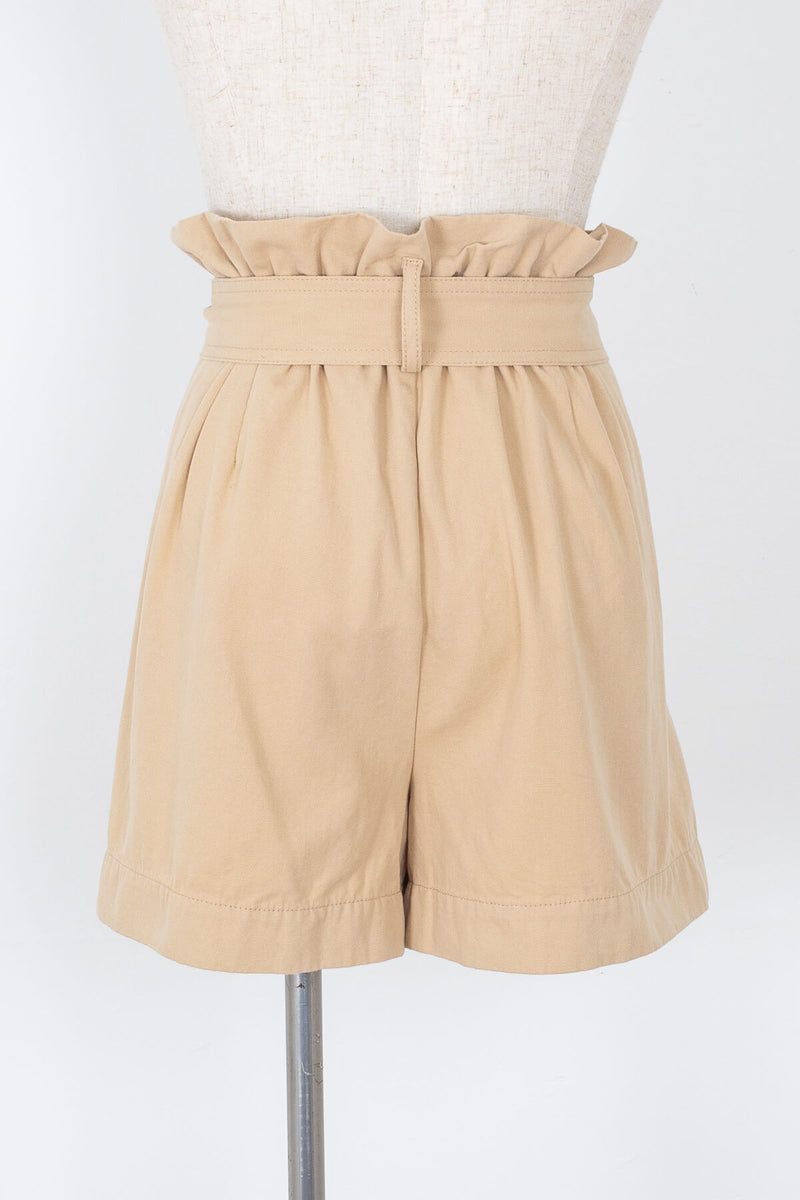 Women's light brown paper bag summer shorts | Kariella