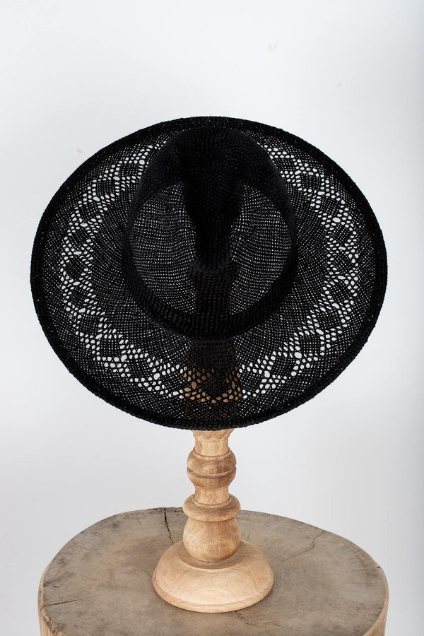 Women's black see through straw summer hat | Kariella