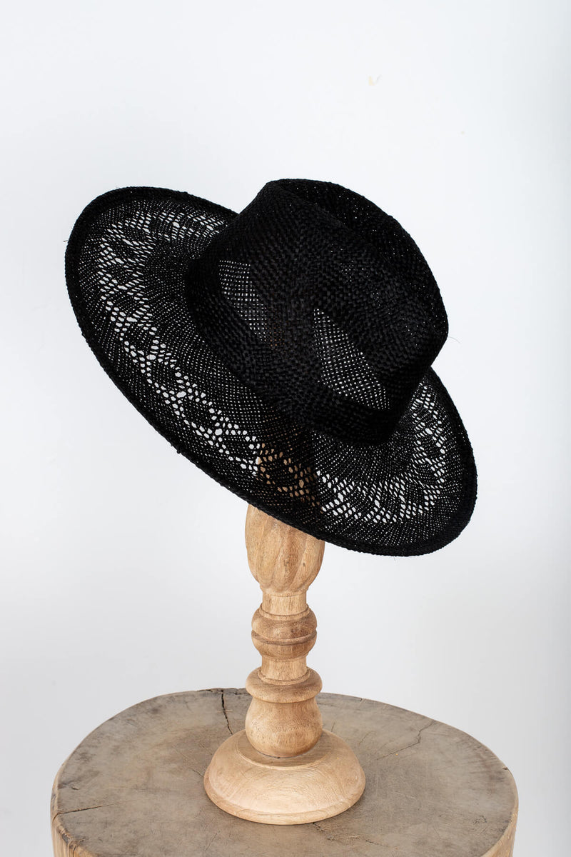 Women's black see through straw hat | Kariella