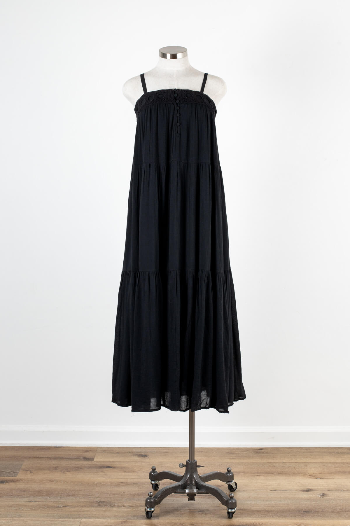Women's black tiered summer maxi dress | Kariella