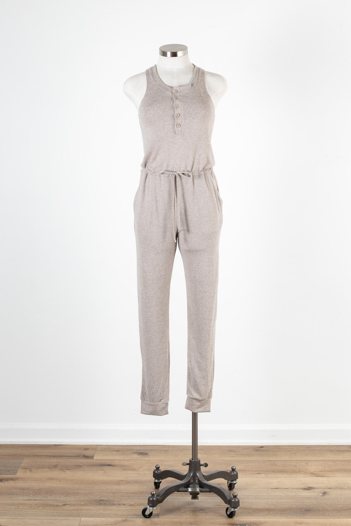 Women's soft taupe lounge jumpsuit | Kariella
