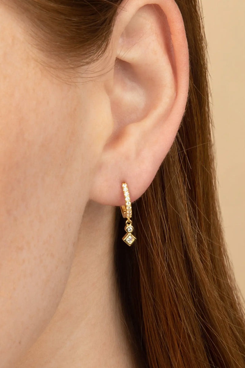 Geometric Hoop Huggie Earrings