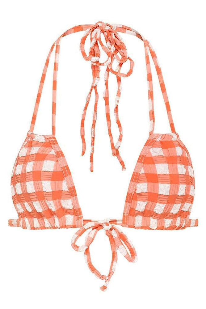 montce shrimp gingham euro bow bikini top