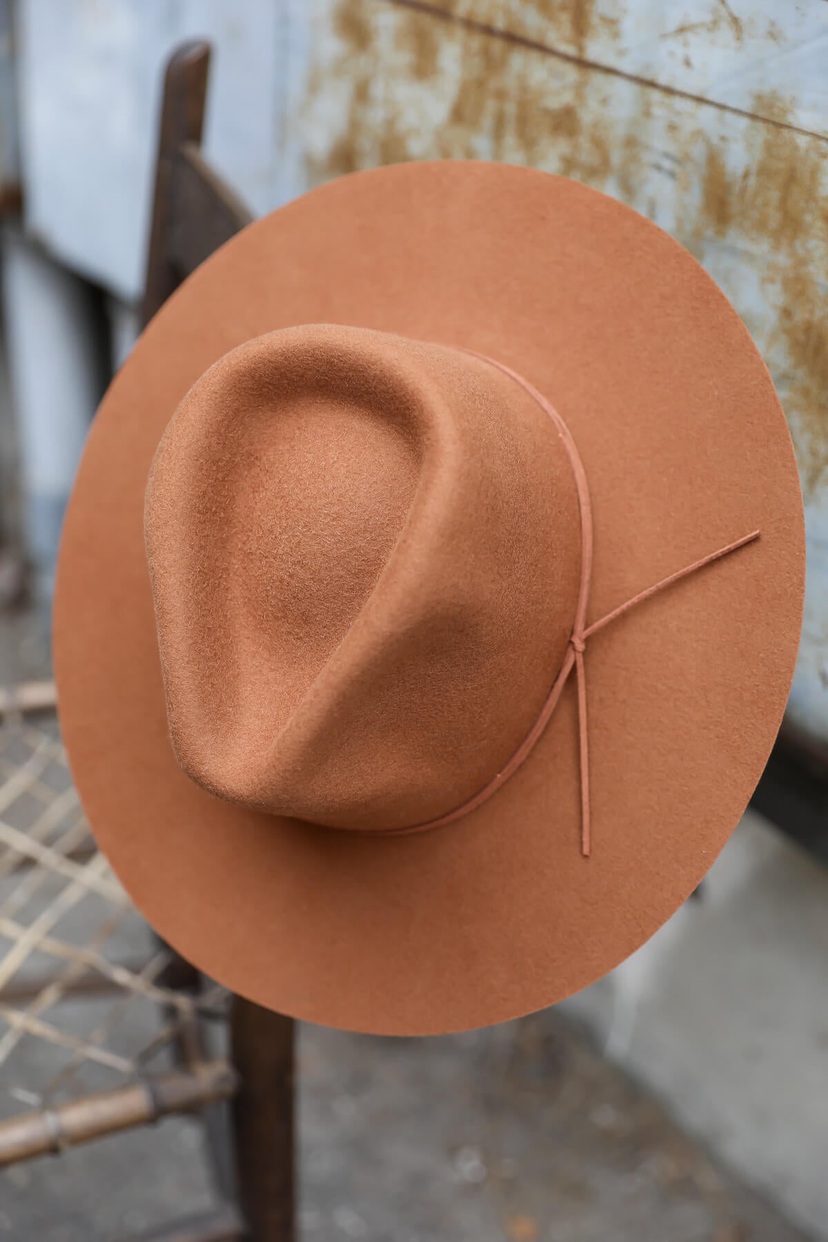 Brown wide brim fedora