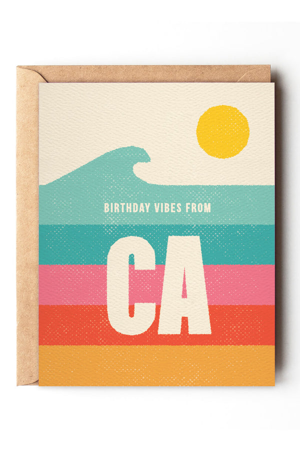california birthday vibes card 