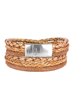 silver bonacci leather bracelet