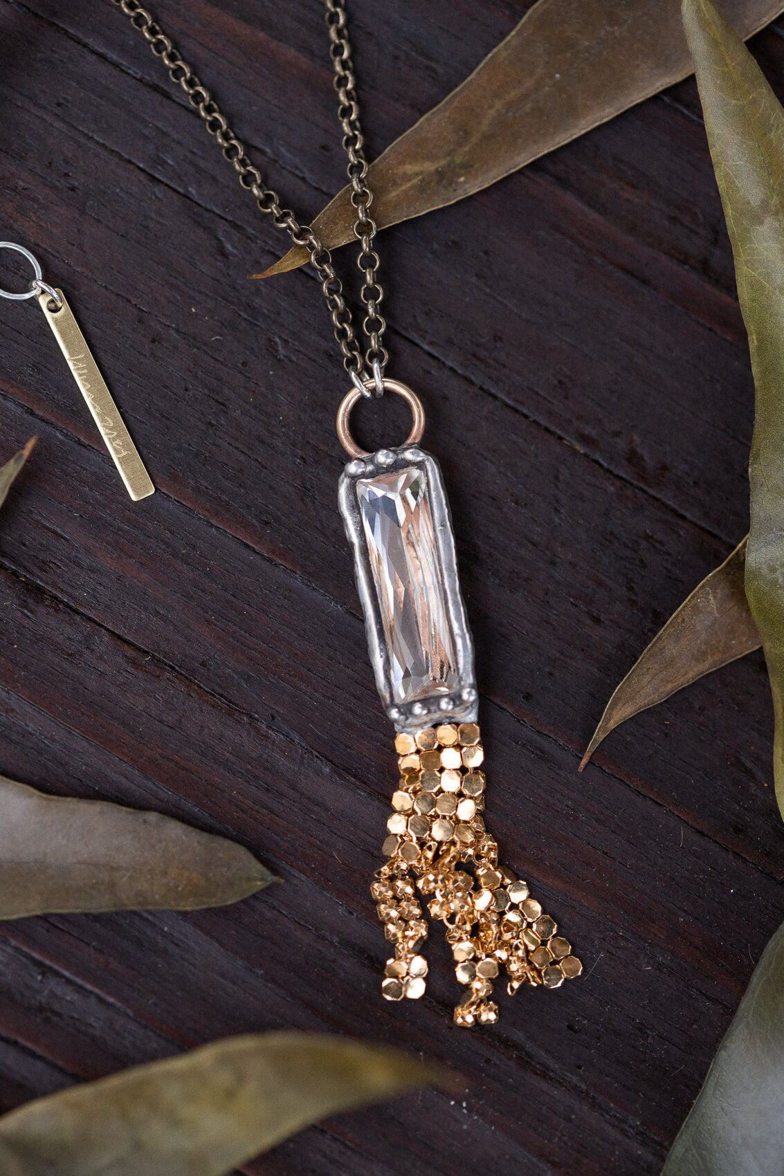 mikal winn gold crystal necklace
