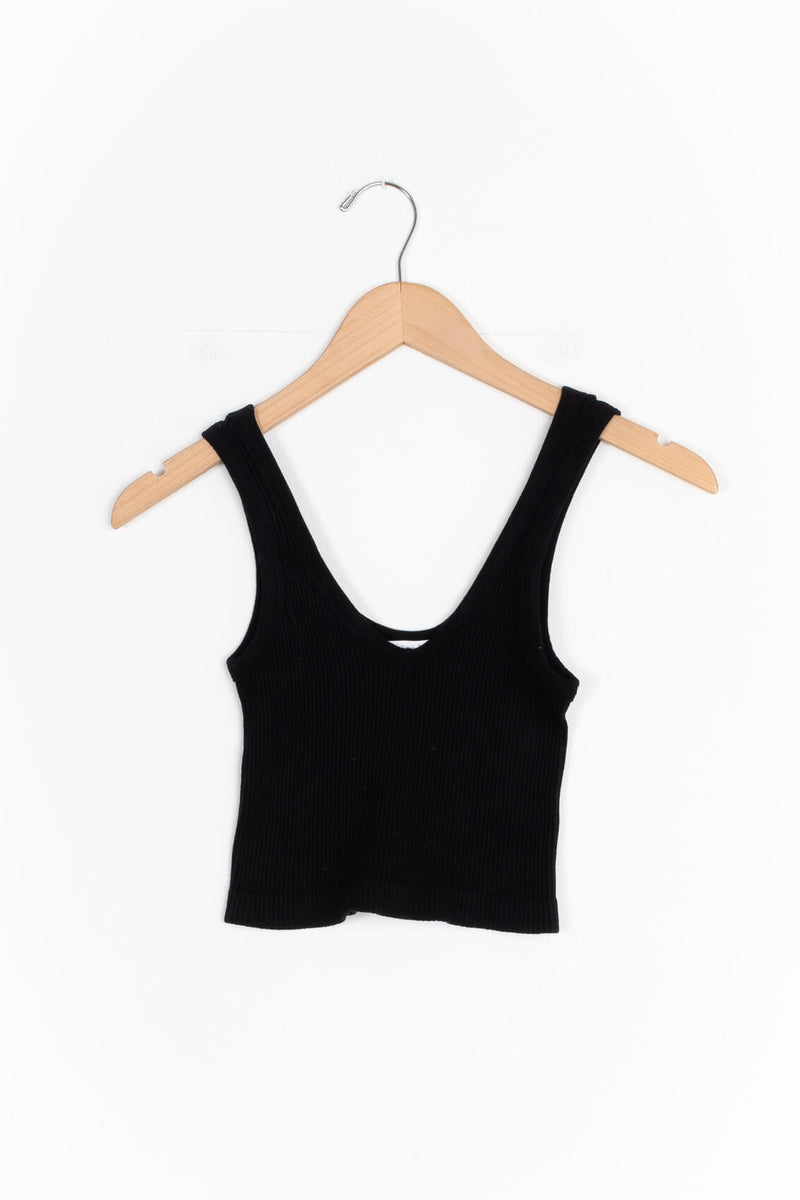 Ultra low neck and back ribbed tank top