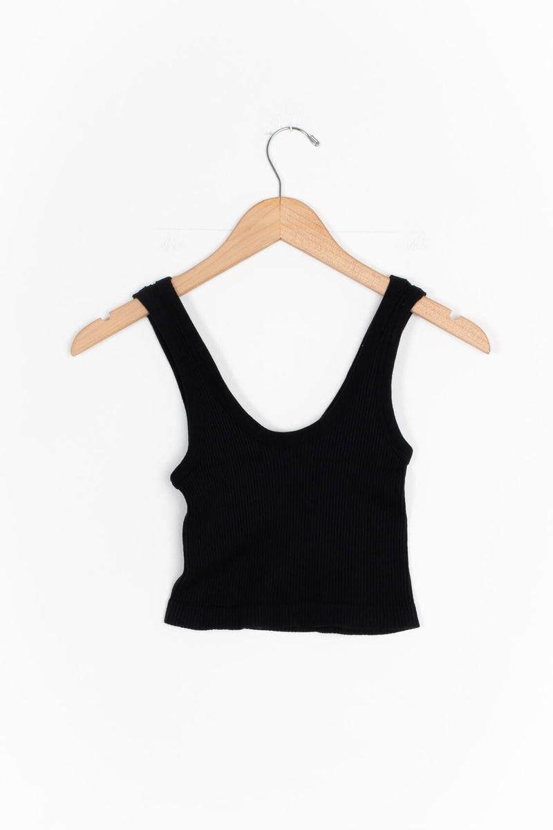 Cropped ribbed tank top