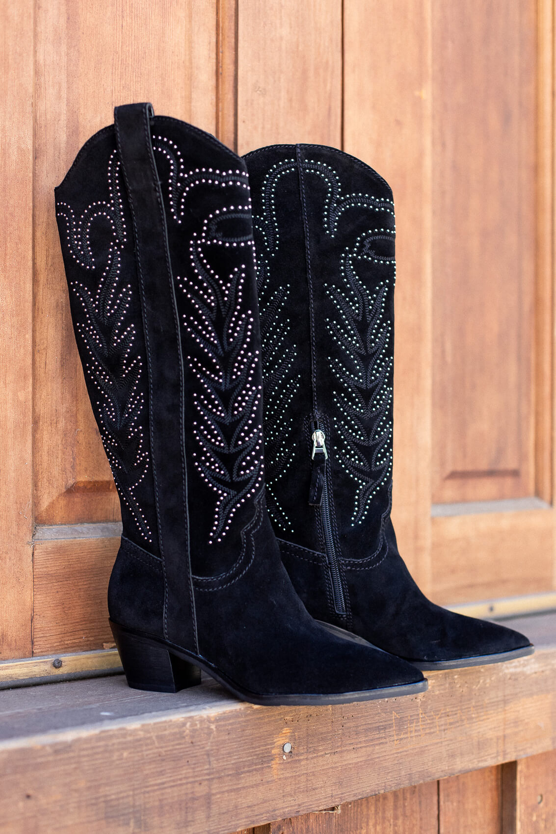 Tall western studded boots