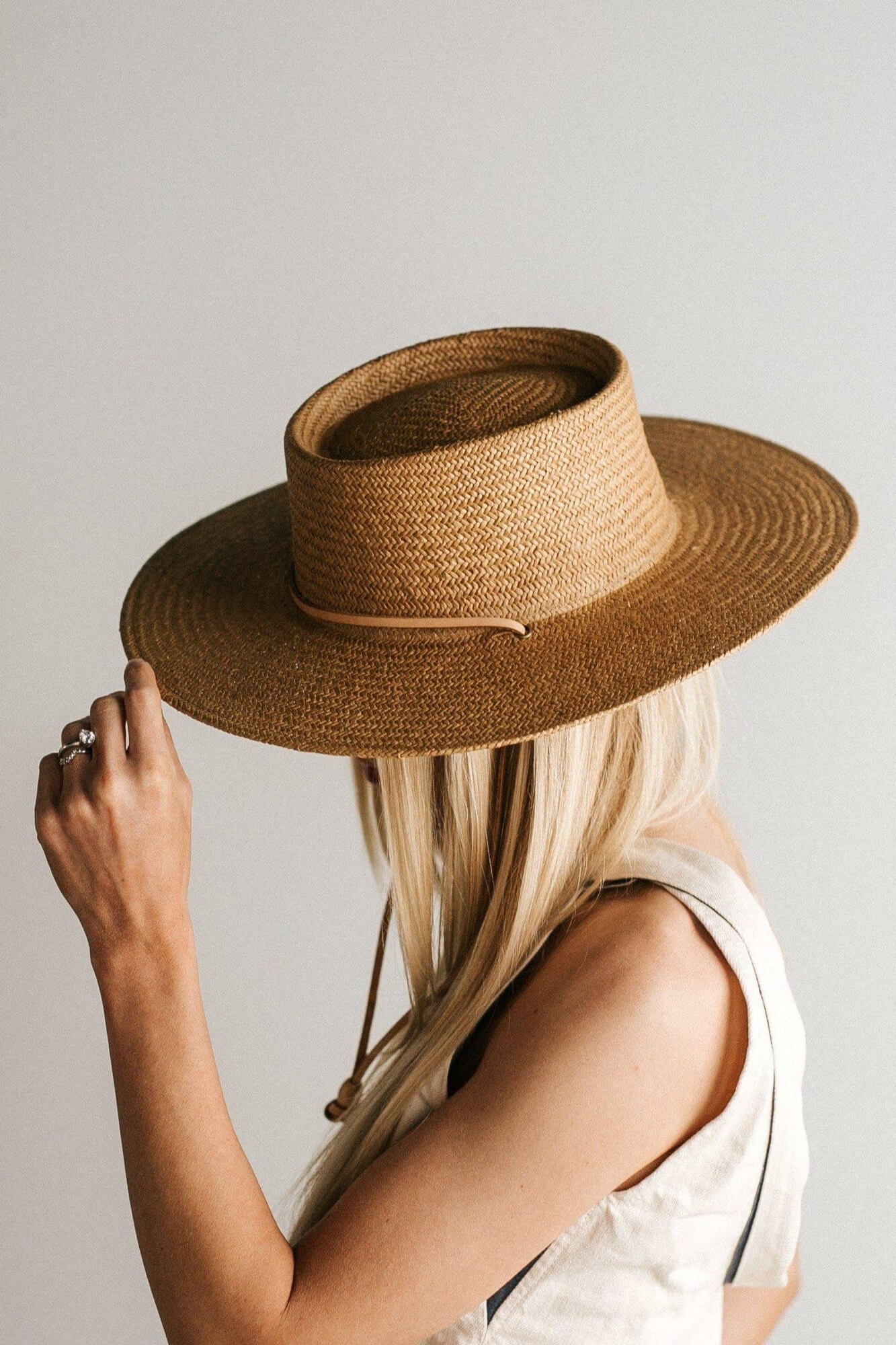 Gigi Pip Aiden Straw Pork Pie Hat Natural