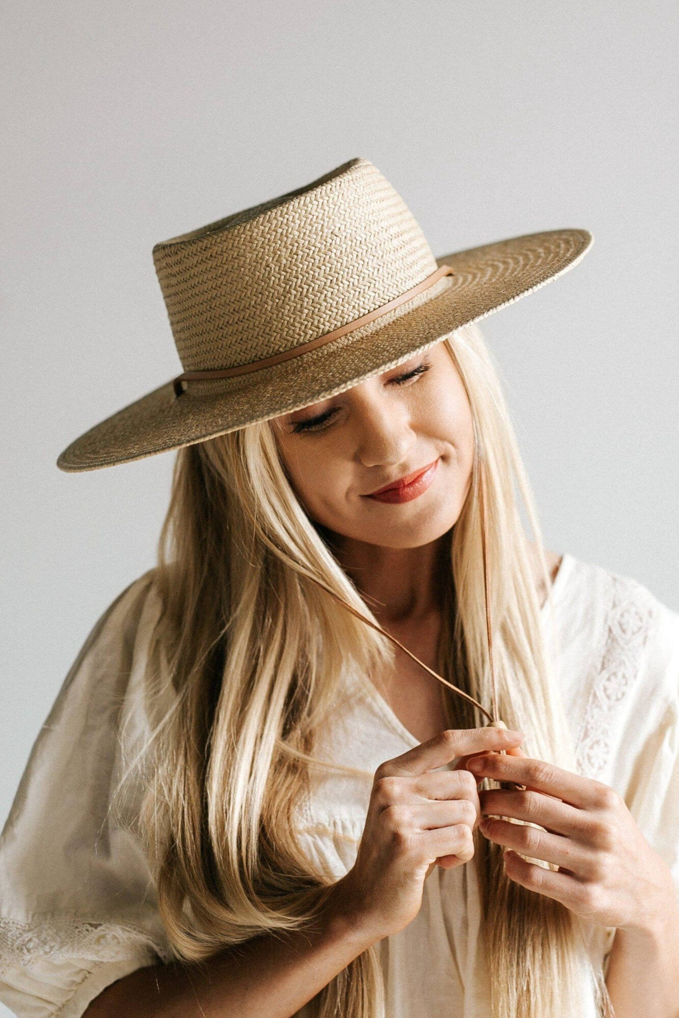 Gigi Pip Aiden Straw Pork Pie Hat Cream